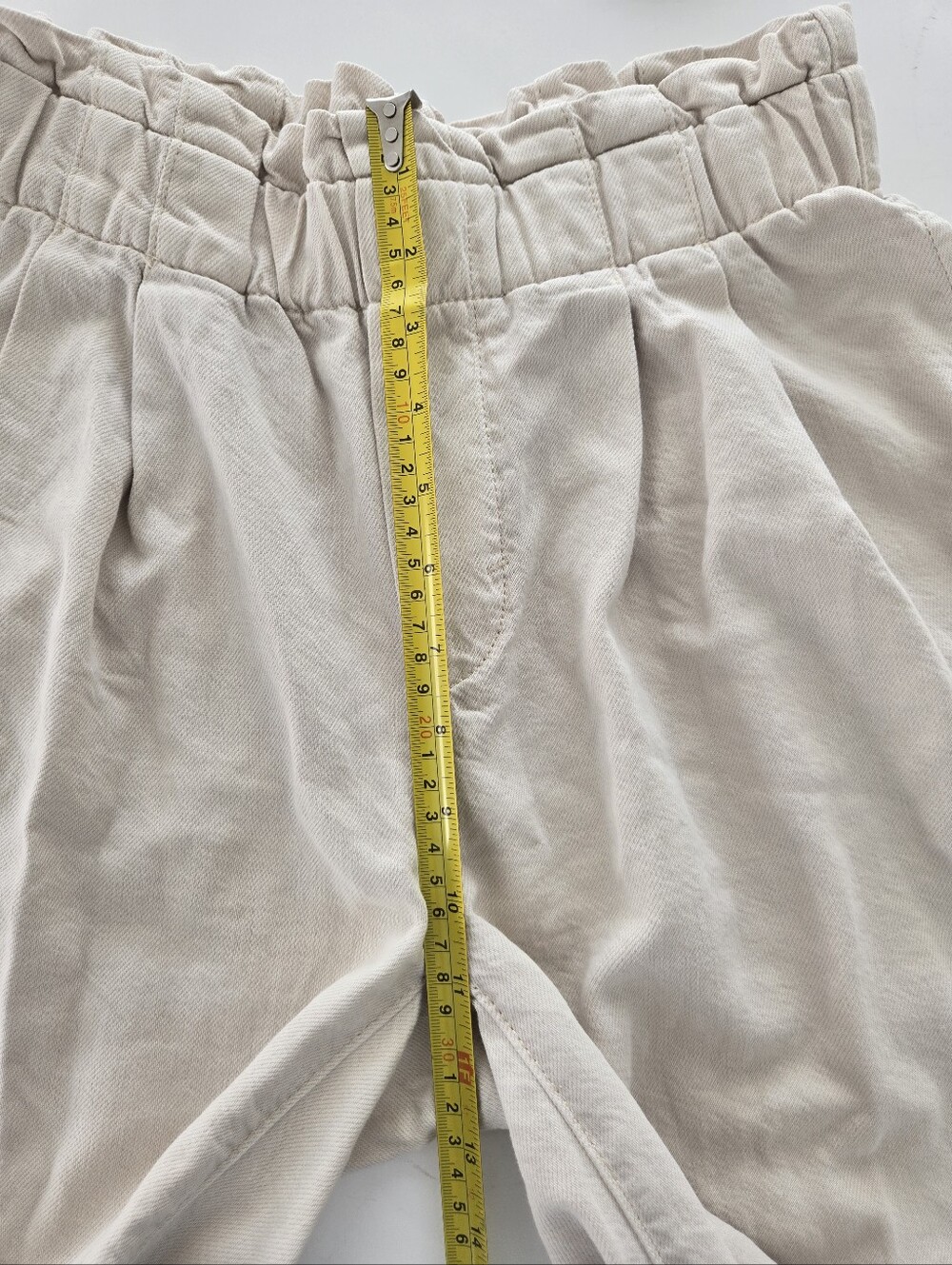 Pilcro Paperbag Waist Wide Leg Cropped Pants - Cream Size Xxs - Picture 10 of 15